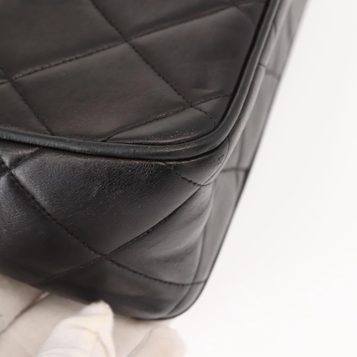 CHANEL Matelasse Shoulder Bag Lamb Skin Dark Brown Gold CC Auth fm4906