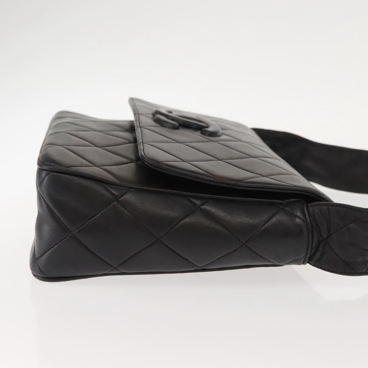 CHANEL Matelasse Shoulder Bag Lamb Skin Dark Brown Gold CC Auth fm4906