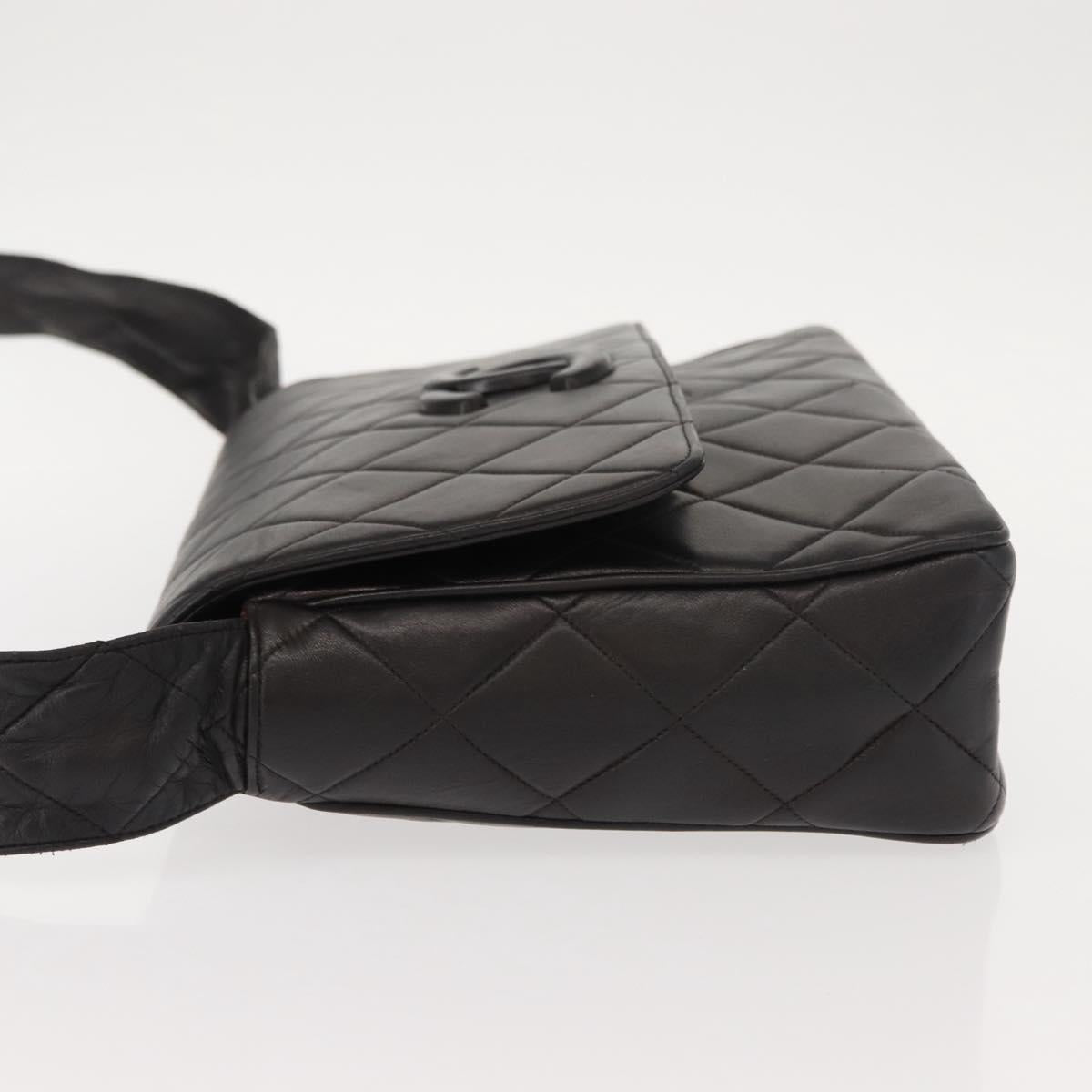 CHANEL Matelasse Shoulder Bag Lamb Skin Dark Brown Gold CC Auth fm4906