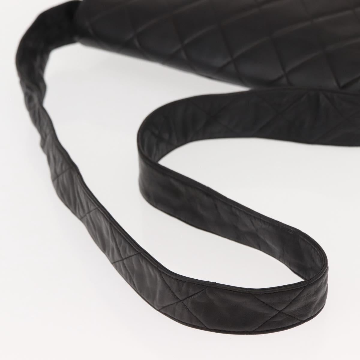 CHANEL Matelasse Shoulder Bag Lamb Skin Dark Brown Gold CC Auth fm4906