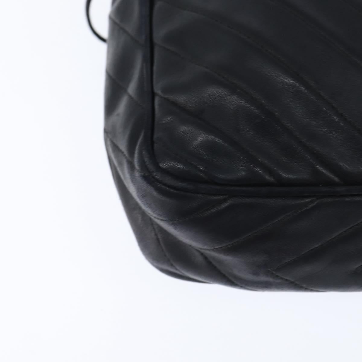 CHANEL Shoulder Bag Shoulder Bag Lamb Skin Black Gold CC Auth fm4907