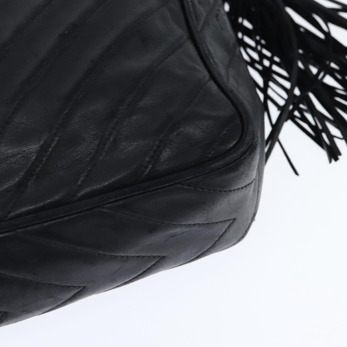 CHANEL Shoulder Bag Shoulder Bag Lamb Skin Black Gold CC Auth fm4907