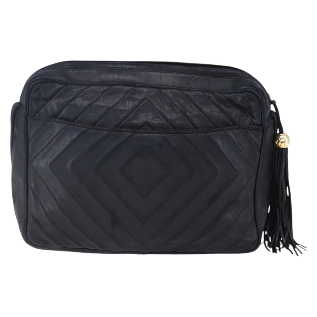 CHANEL Shoulder Bag Shoulder Bag Lamb Skin Black Gold CC Auth fm4907