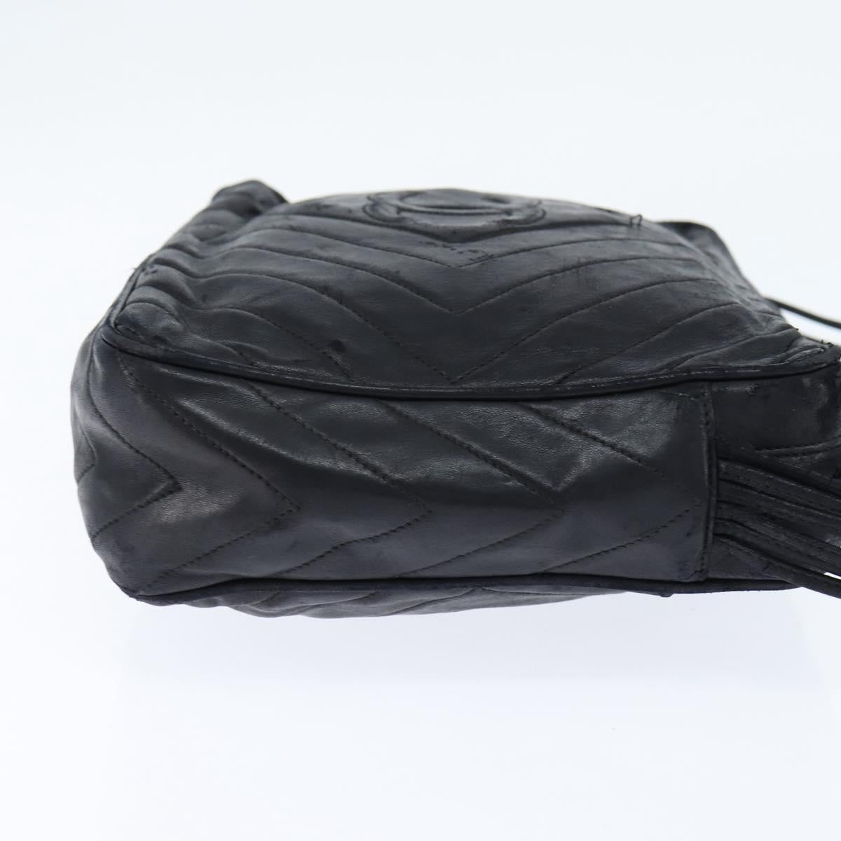 CHANEL Shoulder Bag Shoulder Bag Lamb Skin Black Gold CC Auth fm4907