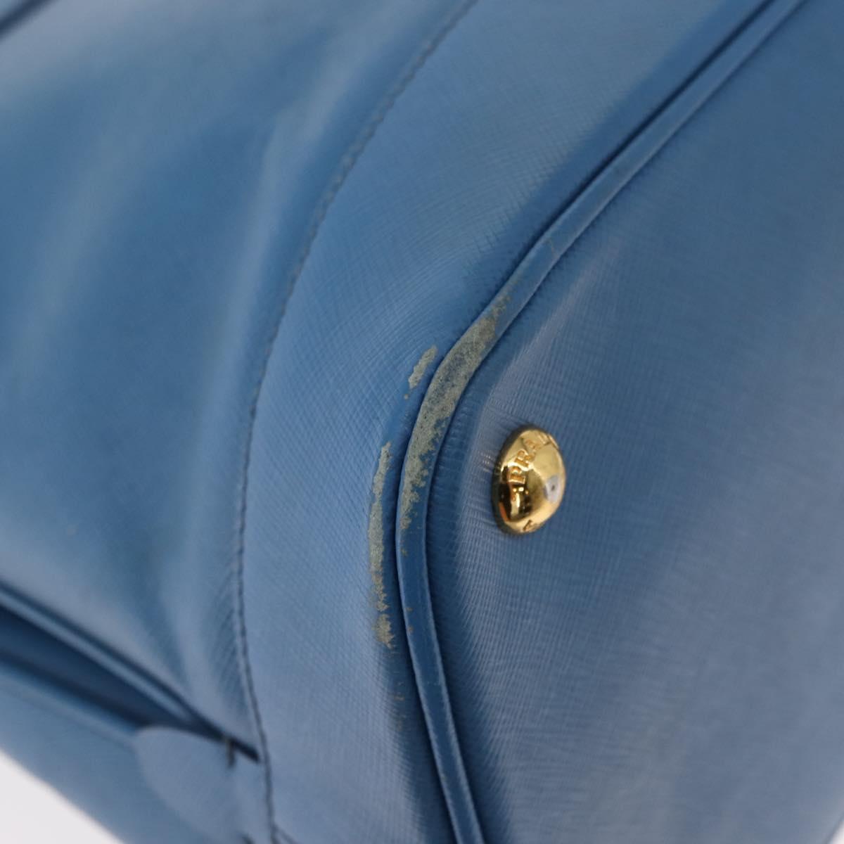 PRADA Hand Bag Safiano leather Blue Gold Auth fm4916