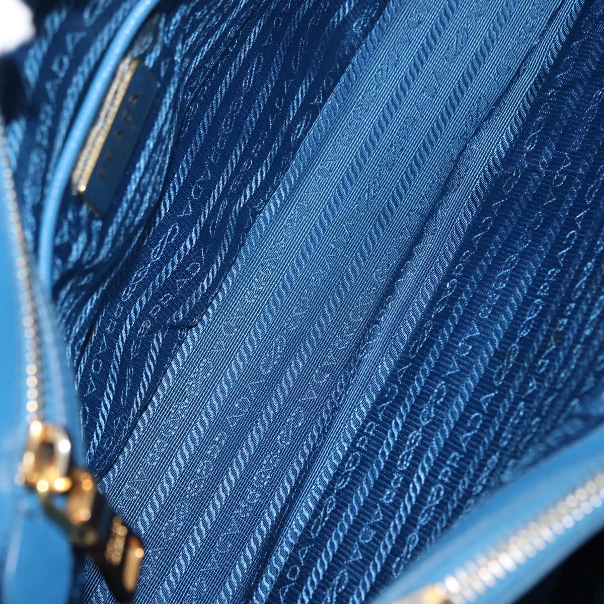 PRADA Hand Bag Safiano leather Blue Gold Auth fm4916