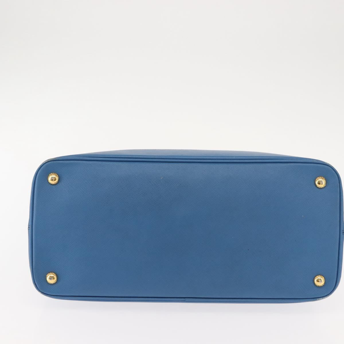 PRADA Hand Bag Safiano leather Blue Gold Auth fm4916