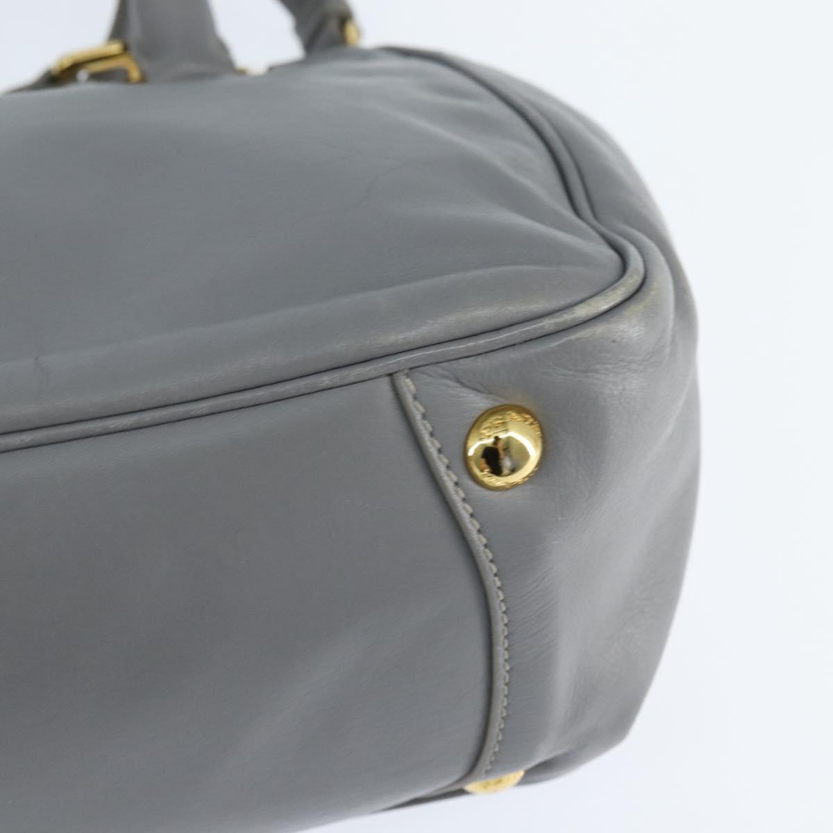 PRADA Hand Bag Leather 2way Gray Gold Auth fm4917