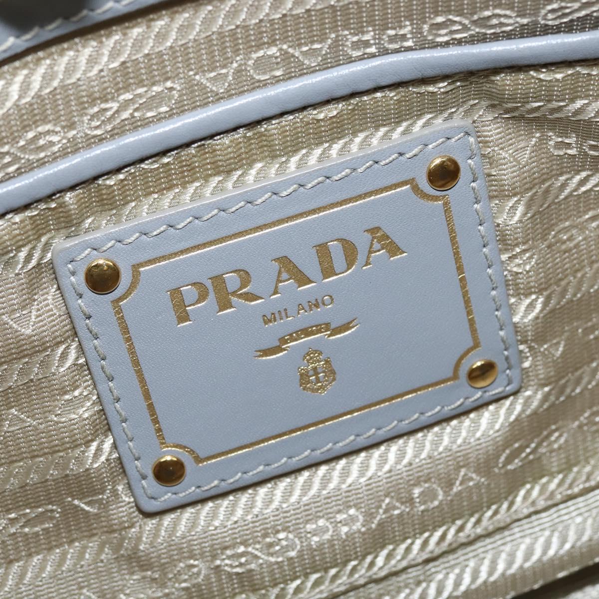 PRADA Hand Bag Leather 2way Gray Gold Auth fm4917