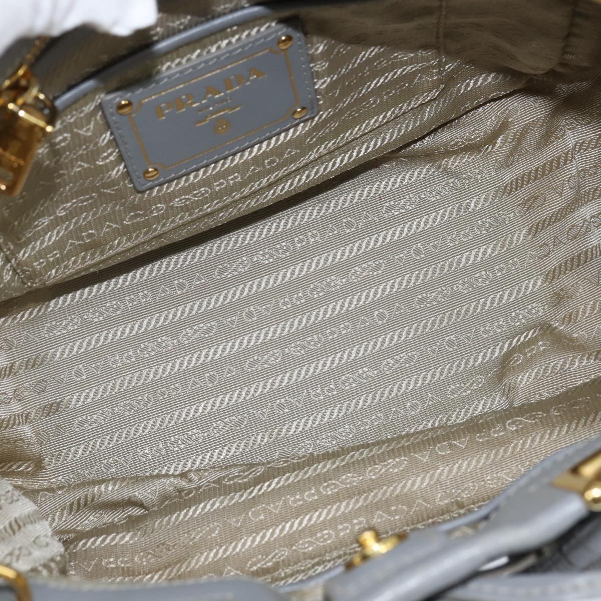 PRADA Hand Bag Leather 2way Gray Gold Auth fm4917