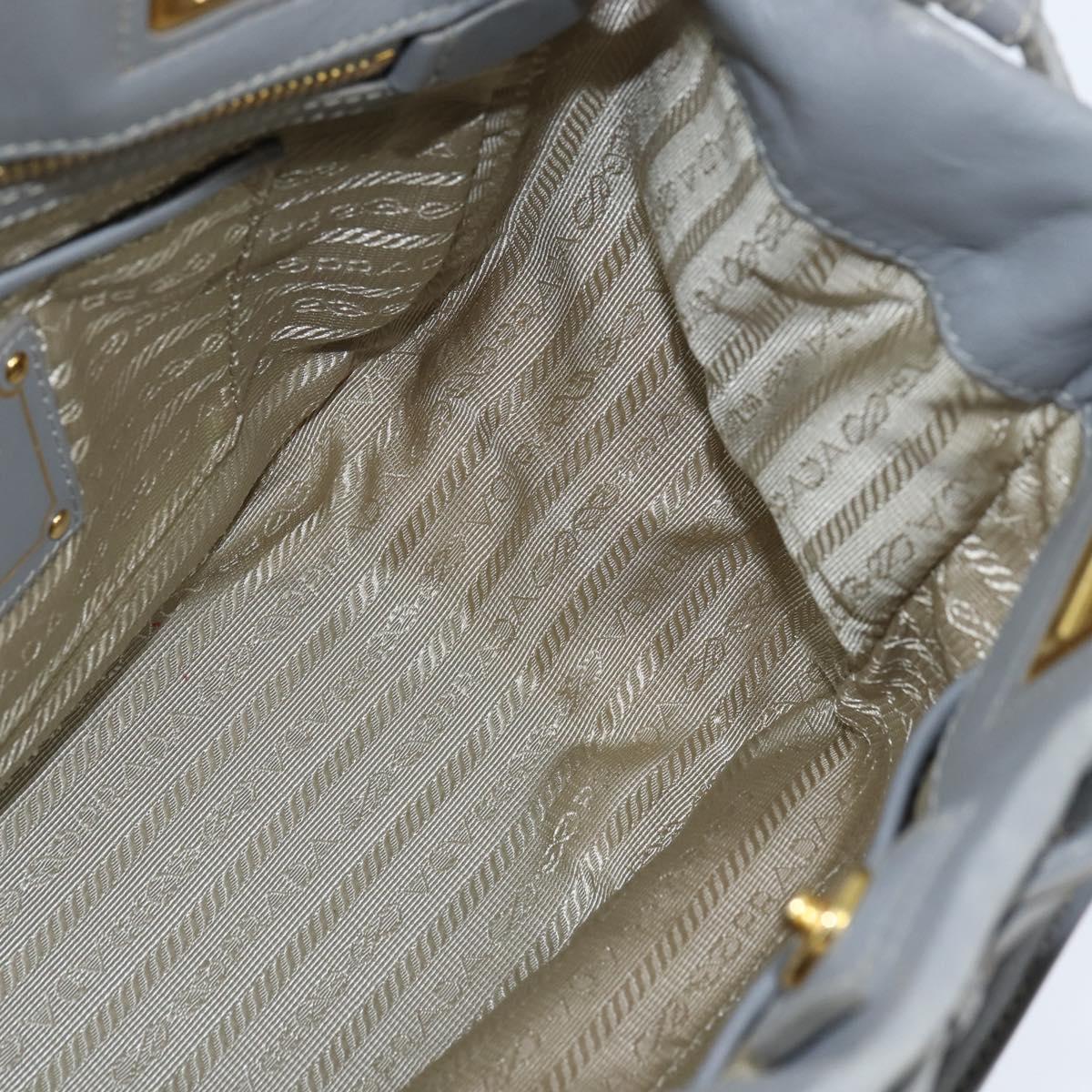 PRADA Hand Bag Leather 2way Gray Gold Auth fm4917