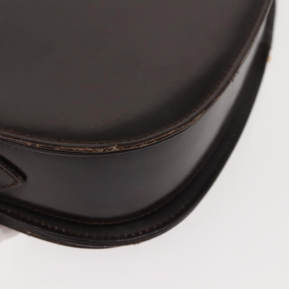 GUCCI Shoulder Bag Leather Brown gold Auth fm4925