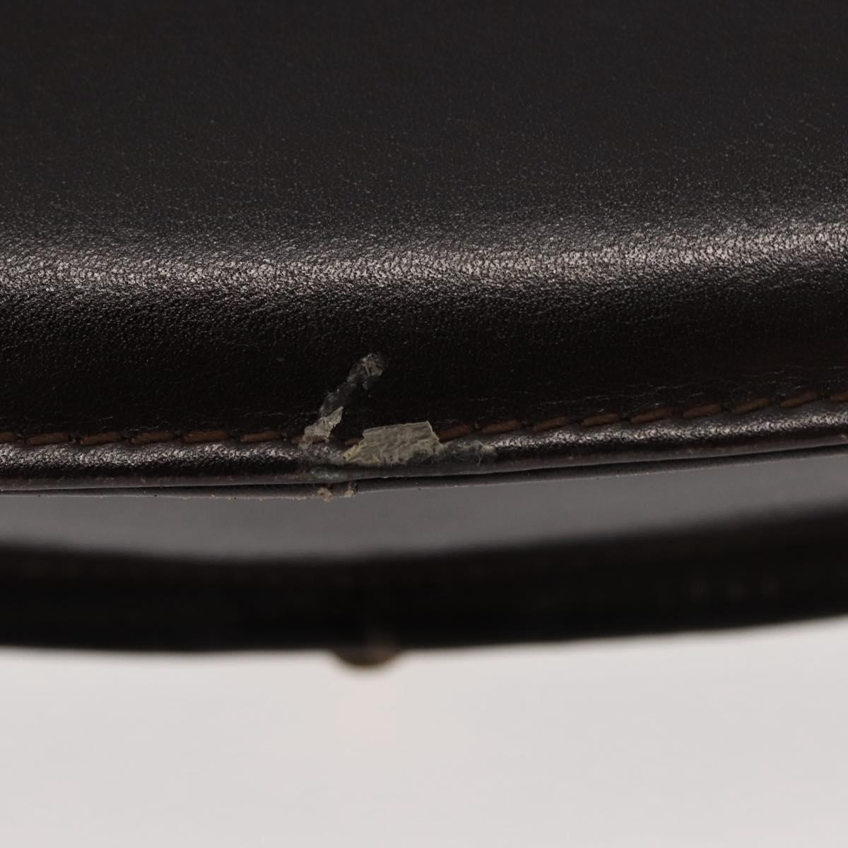 GUCCI Shoulder Bag Leather Brown gold Auth fm4925