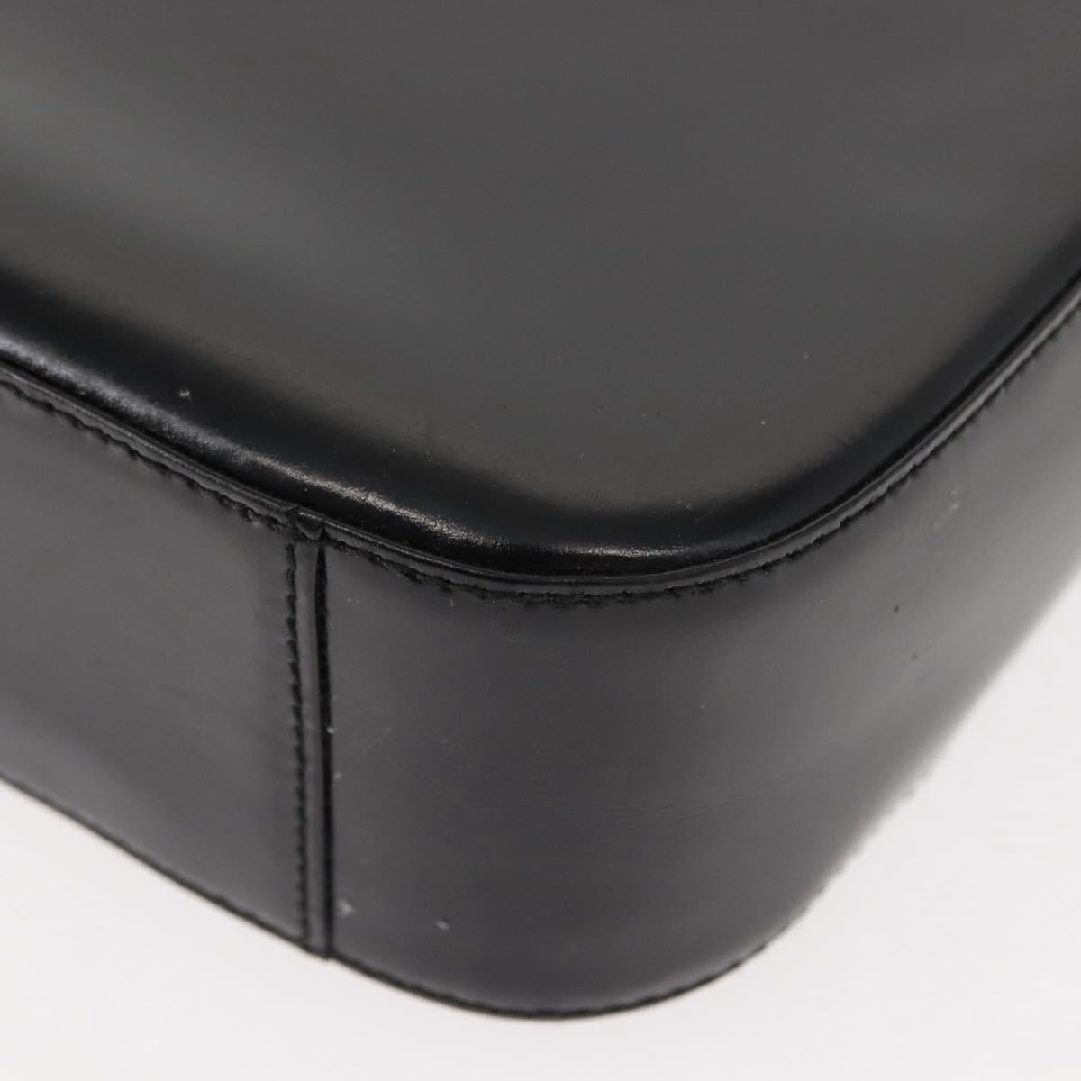 GUCCI Shoulder Bag Enamel Black Silver Auth fm4926