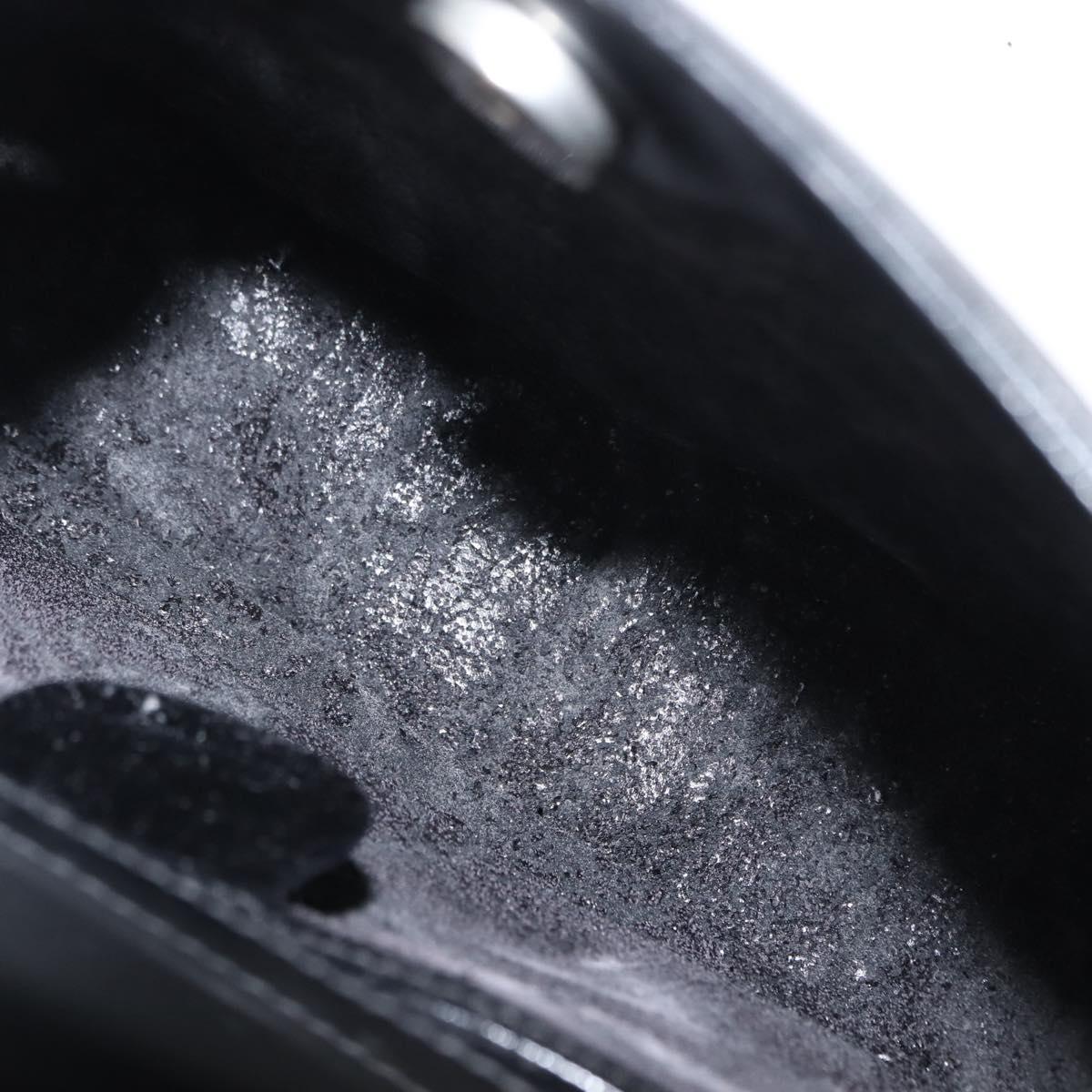 GUCCI Shoulder Bag Enamel Black Silver Auth fm4926