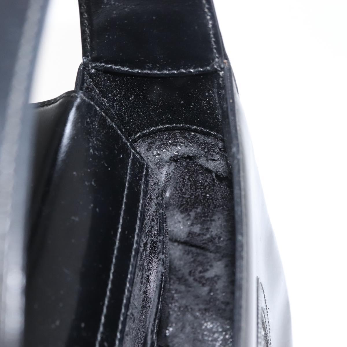 GUCCI Shoulder Bag Enamel Black Silver Auth fm4926