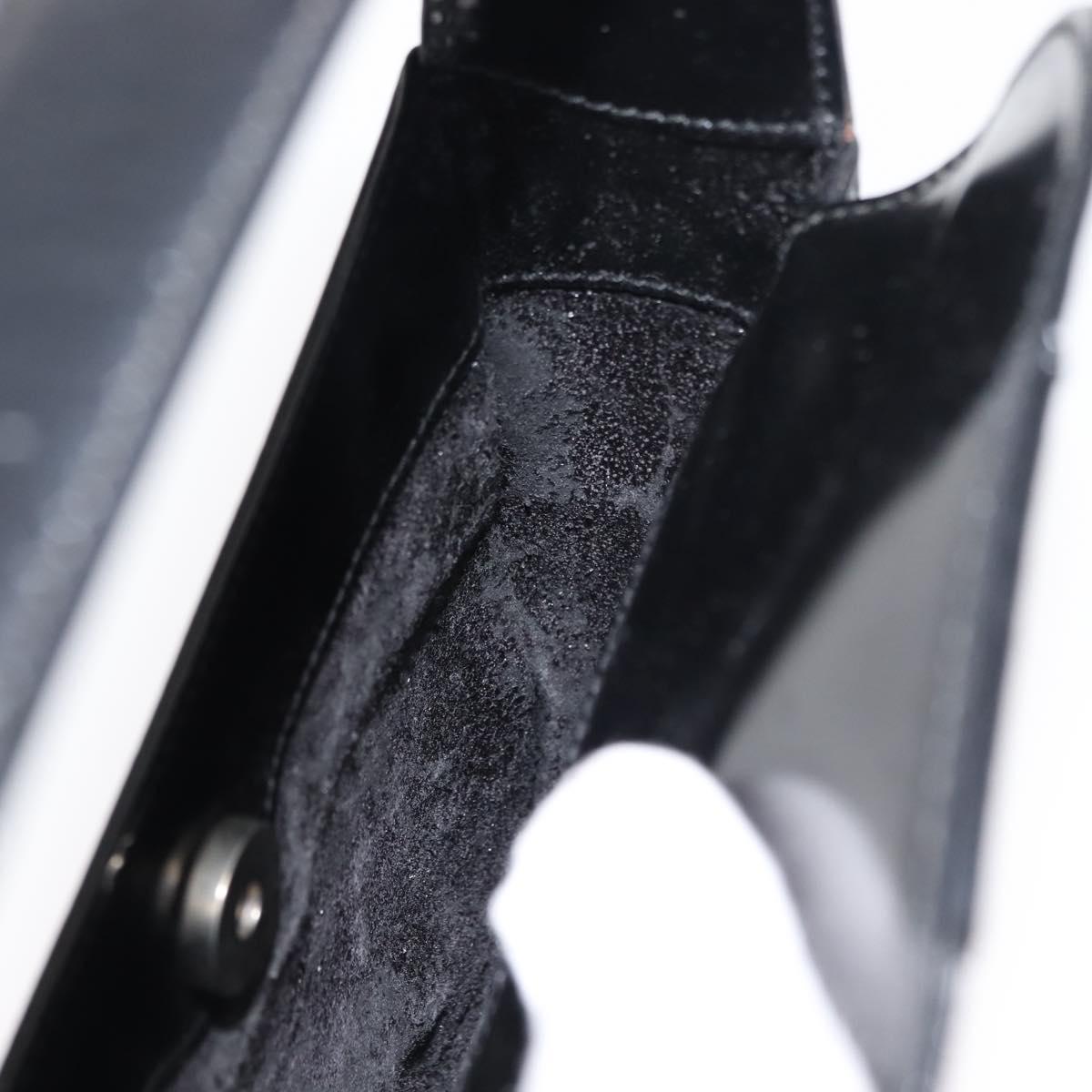 GUCCI Shoulder Bag Enamel Black Silver Auth fm4926