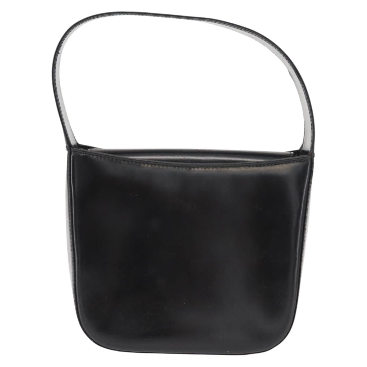 GUCCI Shoulder Bag Enamel Black Silver Auth fm4926