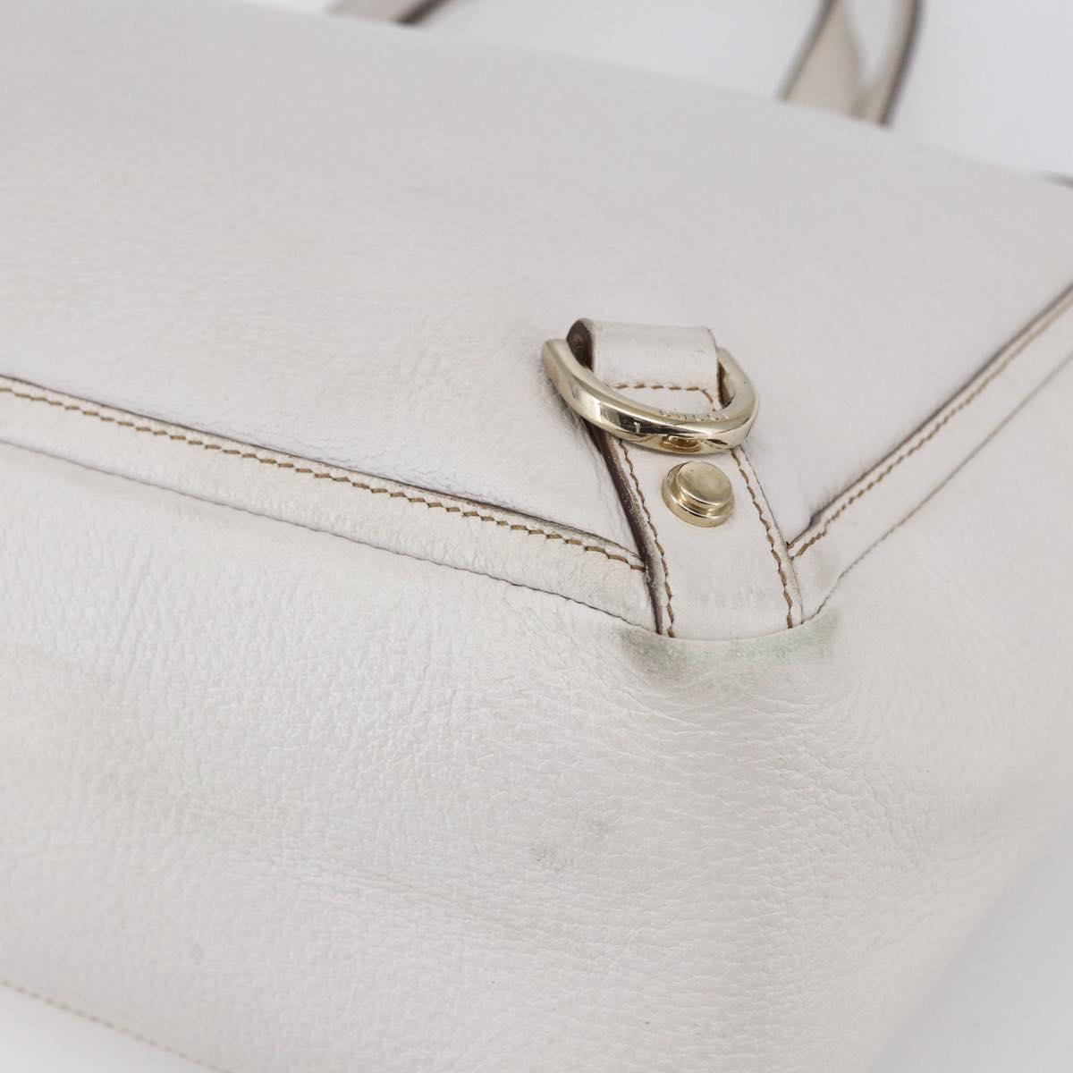 GUCCI Abbey Tote Bag Leather White Gold 141472 Auth fm4928