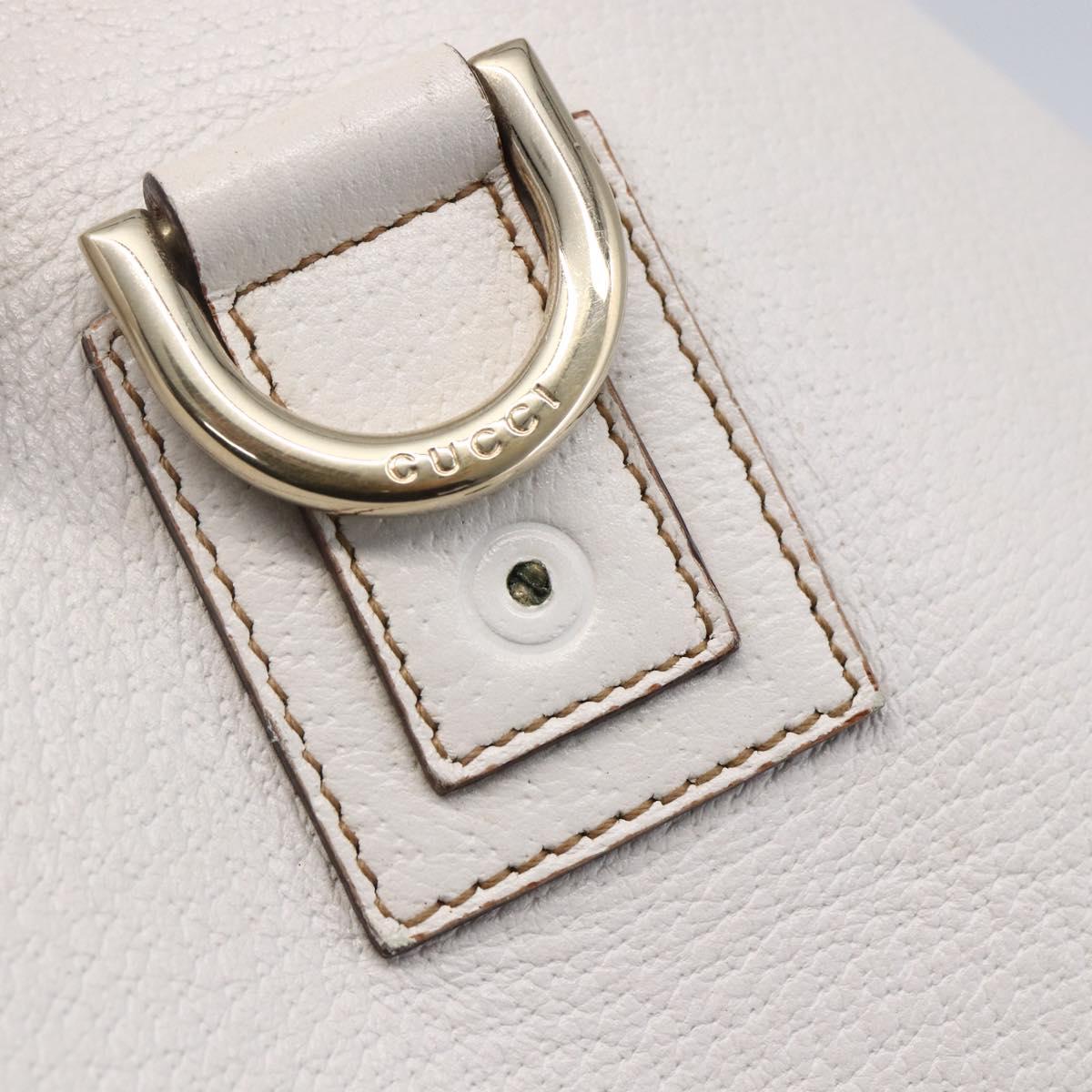 GUCCI Abbey Tote Bag Leather White Gold 141472 Auth fm4928