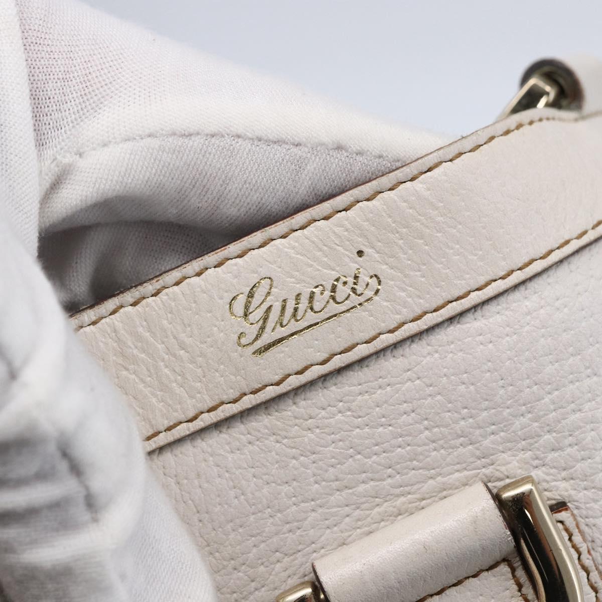 GUCCI Abbey Tote Bag Leather White Gold 141472 Auth fm4928