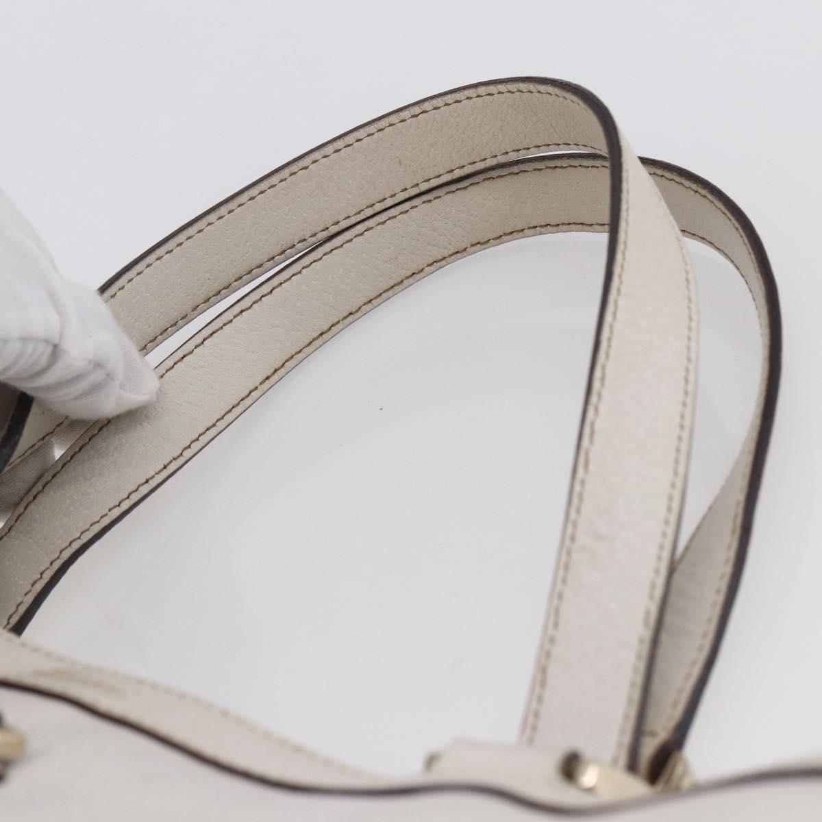 GUCCI Abbey Tote Bag Leather White Gold 141472 Auth fm4928