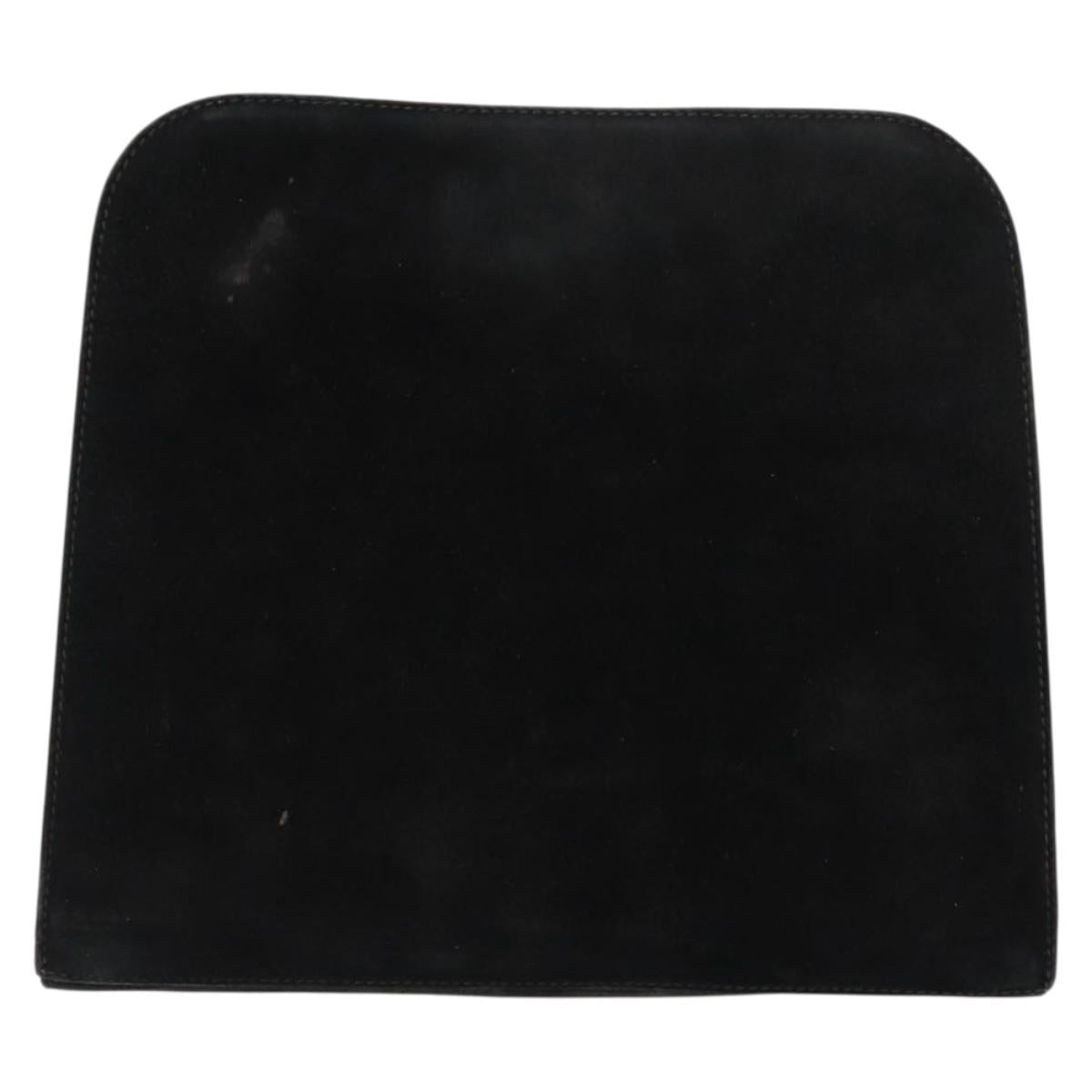 Salvatore Ferragamo Gancini Chain Shoulder Bag Suede Black Gold Auth fm4930