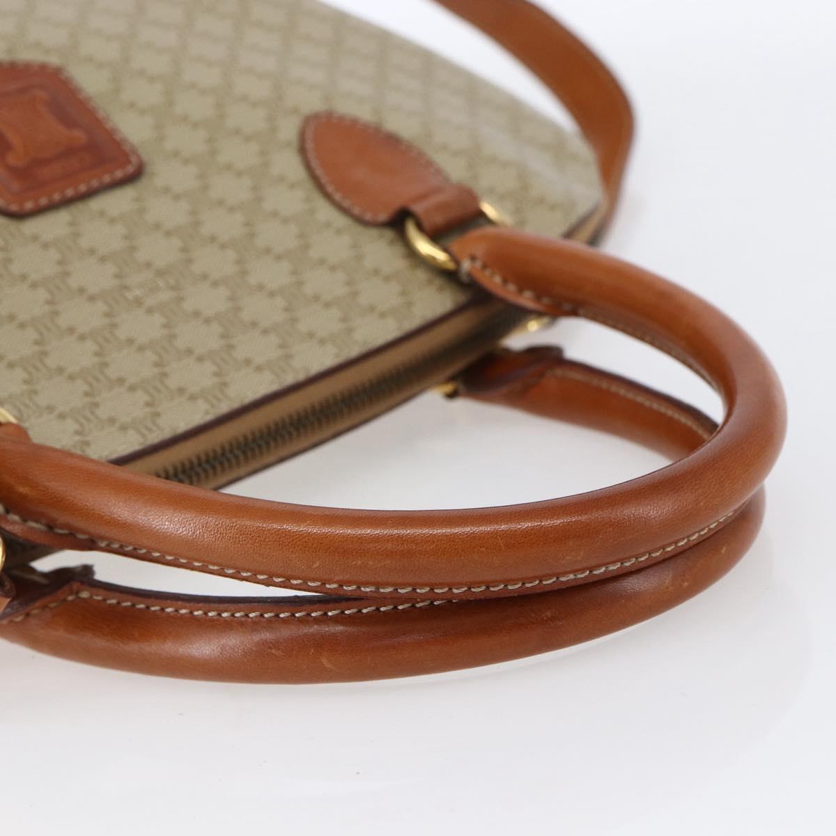 CELINE Macadam Canvas Hand Bag PVC 2way Beige Gold Auth fm4931