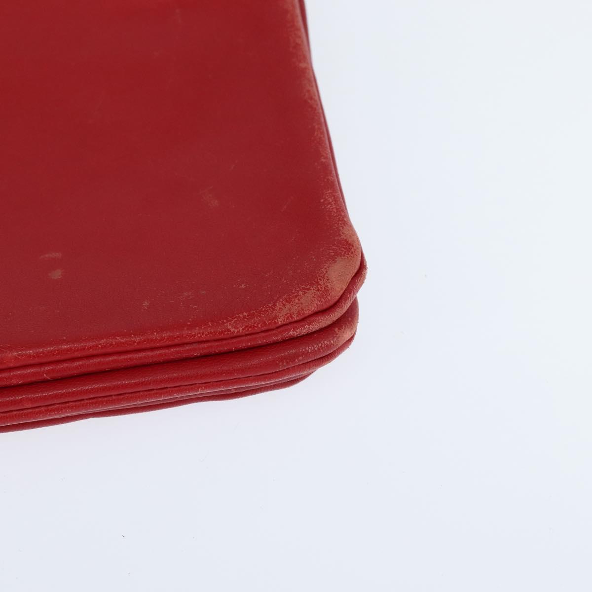 CELINE Trio Shoulder Bag Leather Red Gold Auth fm4933