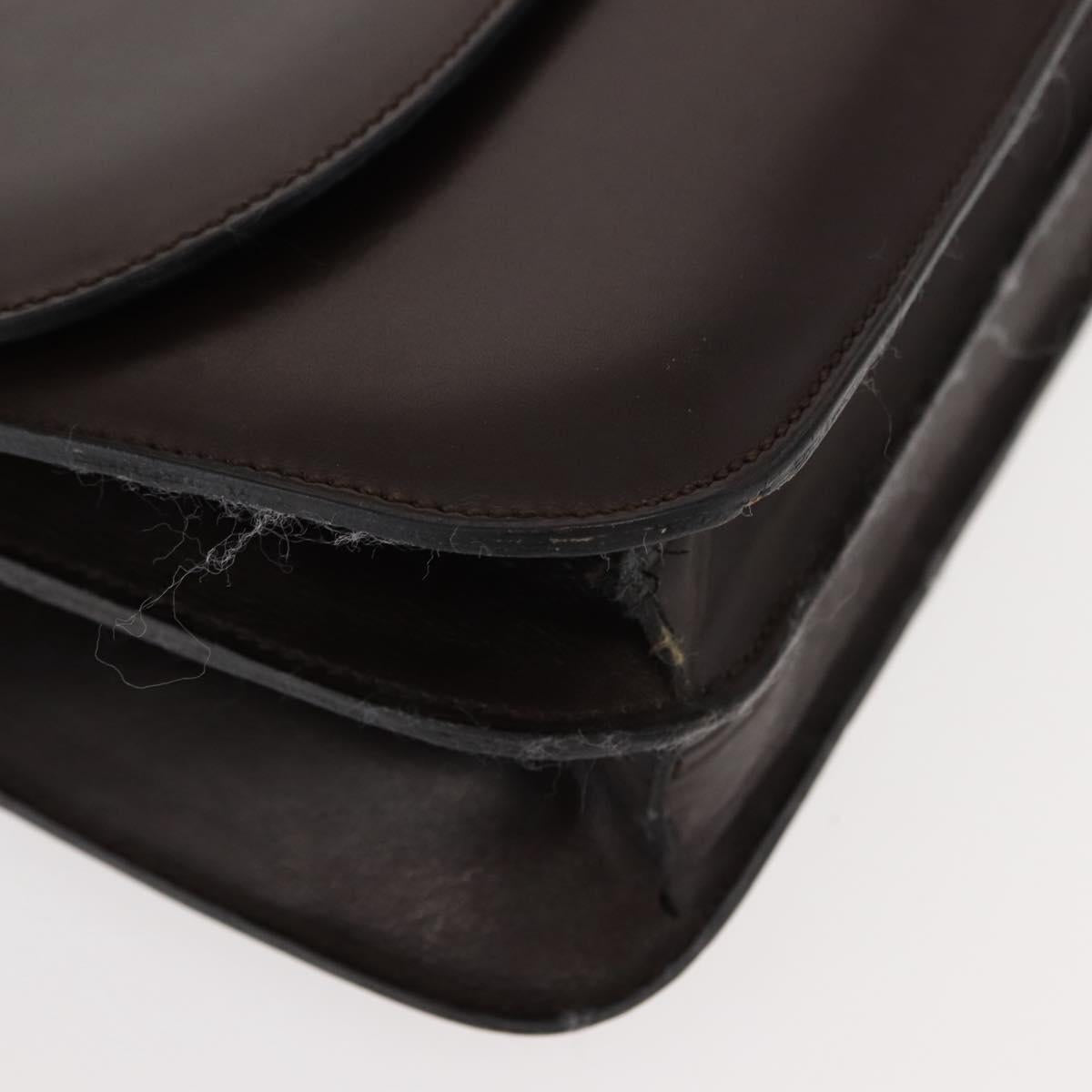 CELINE Hand Bag Leather Brown Gold Auth fm4934