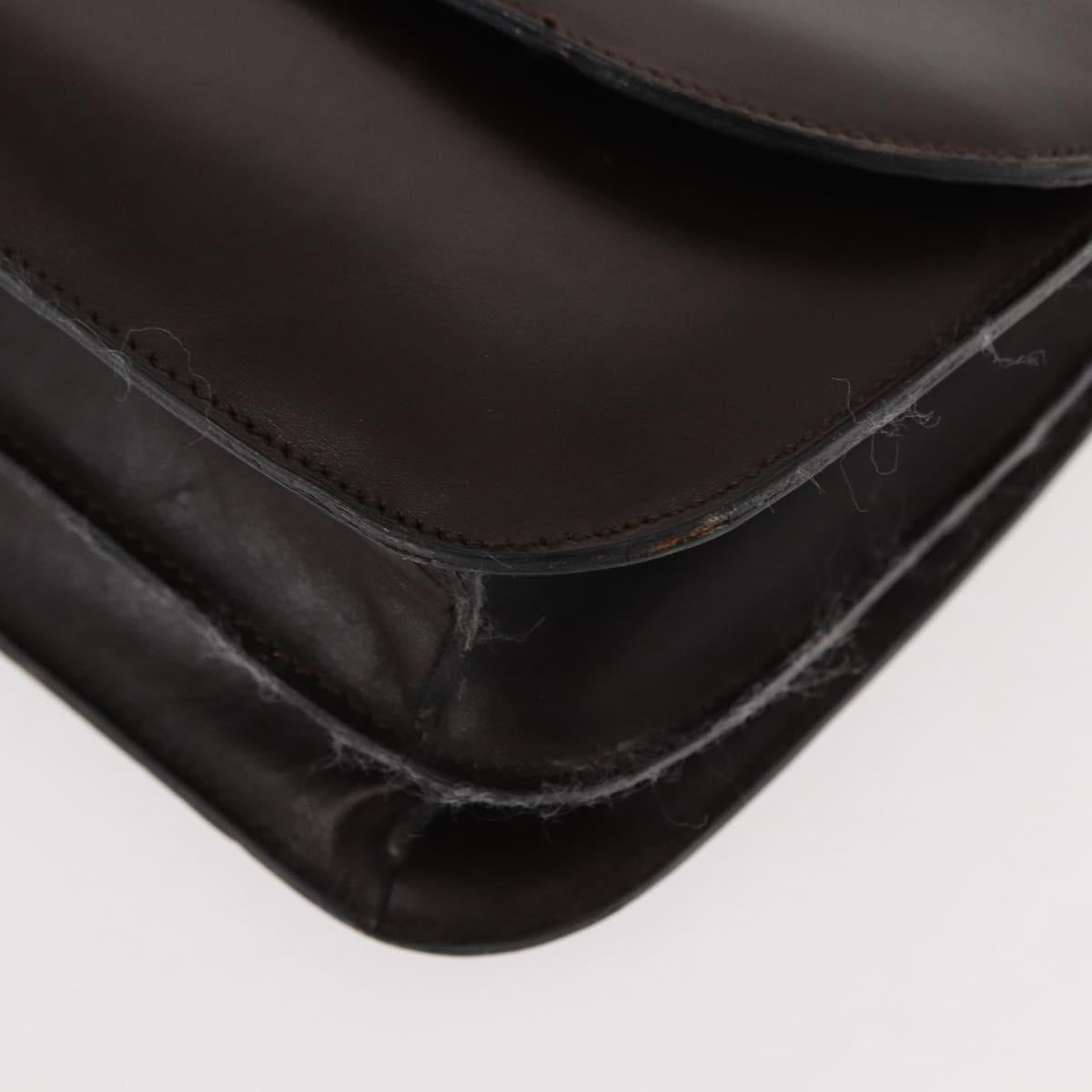 CELINE Hand Bag Leather Brown Gold Auth fm4934