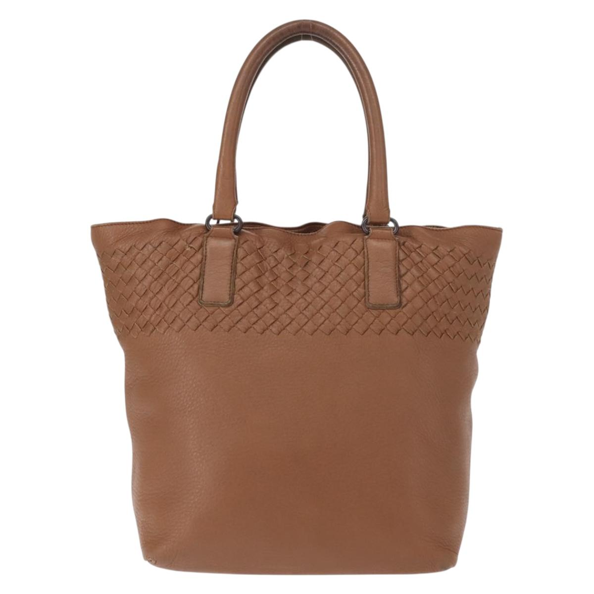 BOTTEGA VENETA INTRECCIATO Tote Bag Leather Brown Auth fm4936A