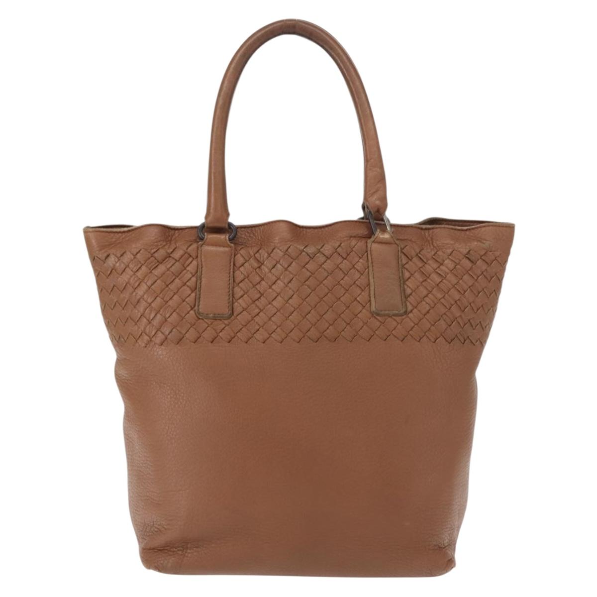 BOTTEGA VENETA INTRECCIATO Tote Bag Leather Brown Auth fm4936A