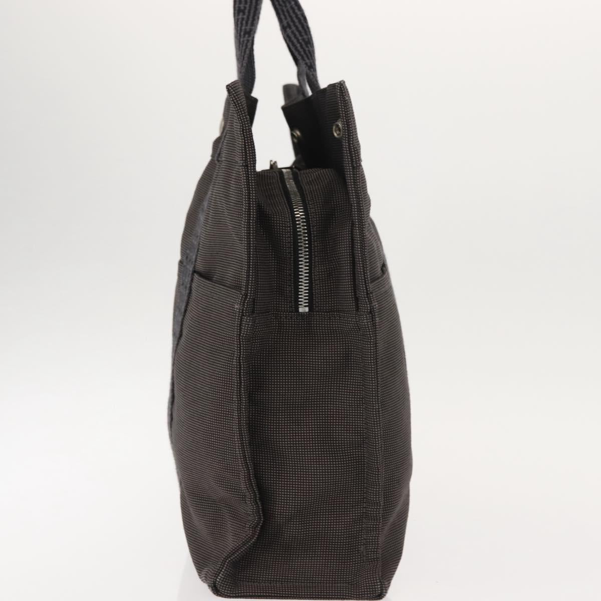 HERMES Her Line MM Hand Bag Canvas Gray Auth fm4937