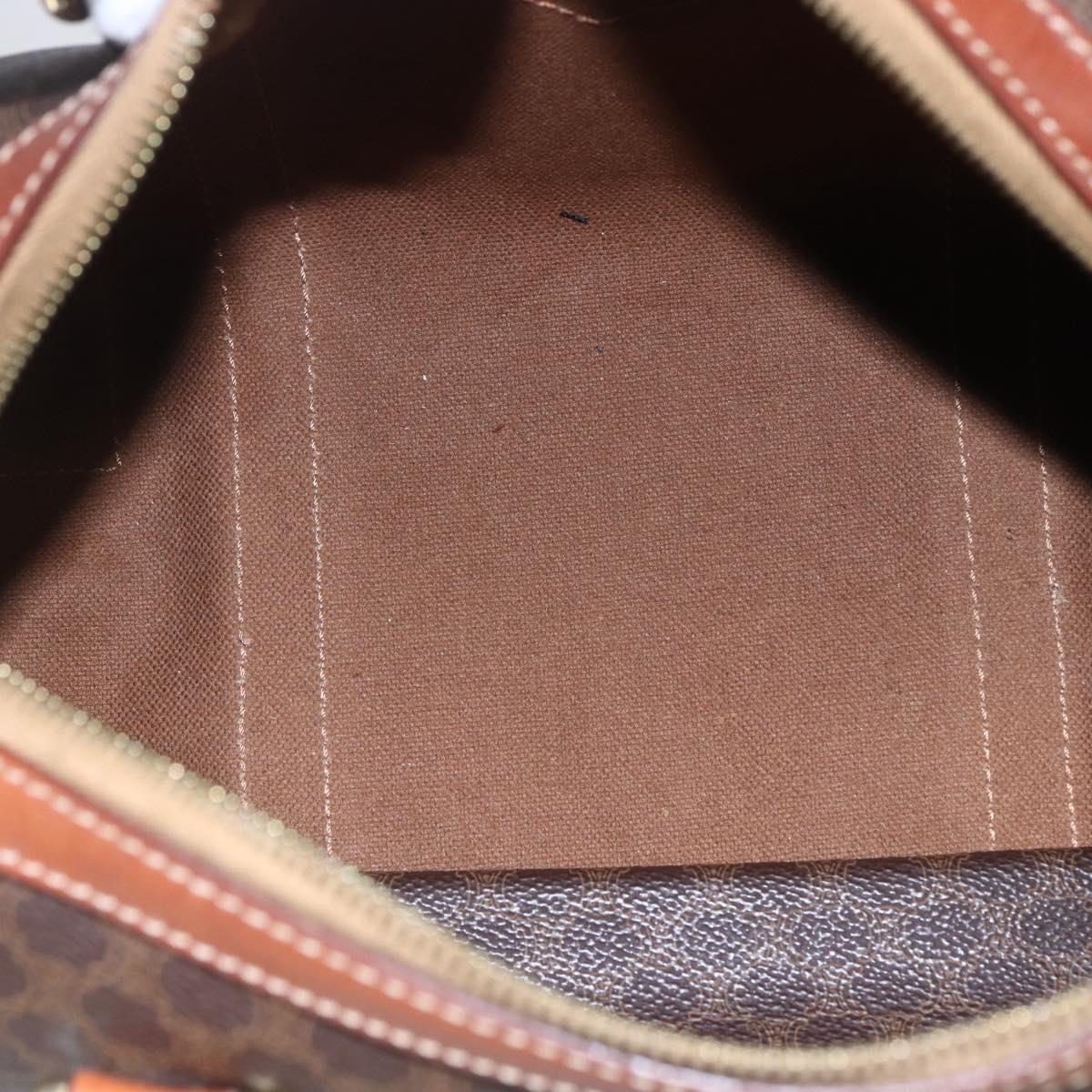 CELINE Macadam Canvas Boston Bag PVC Brown Gold Auth fm4952