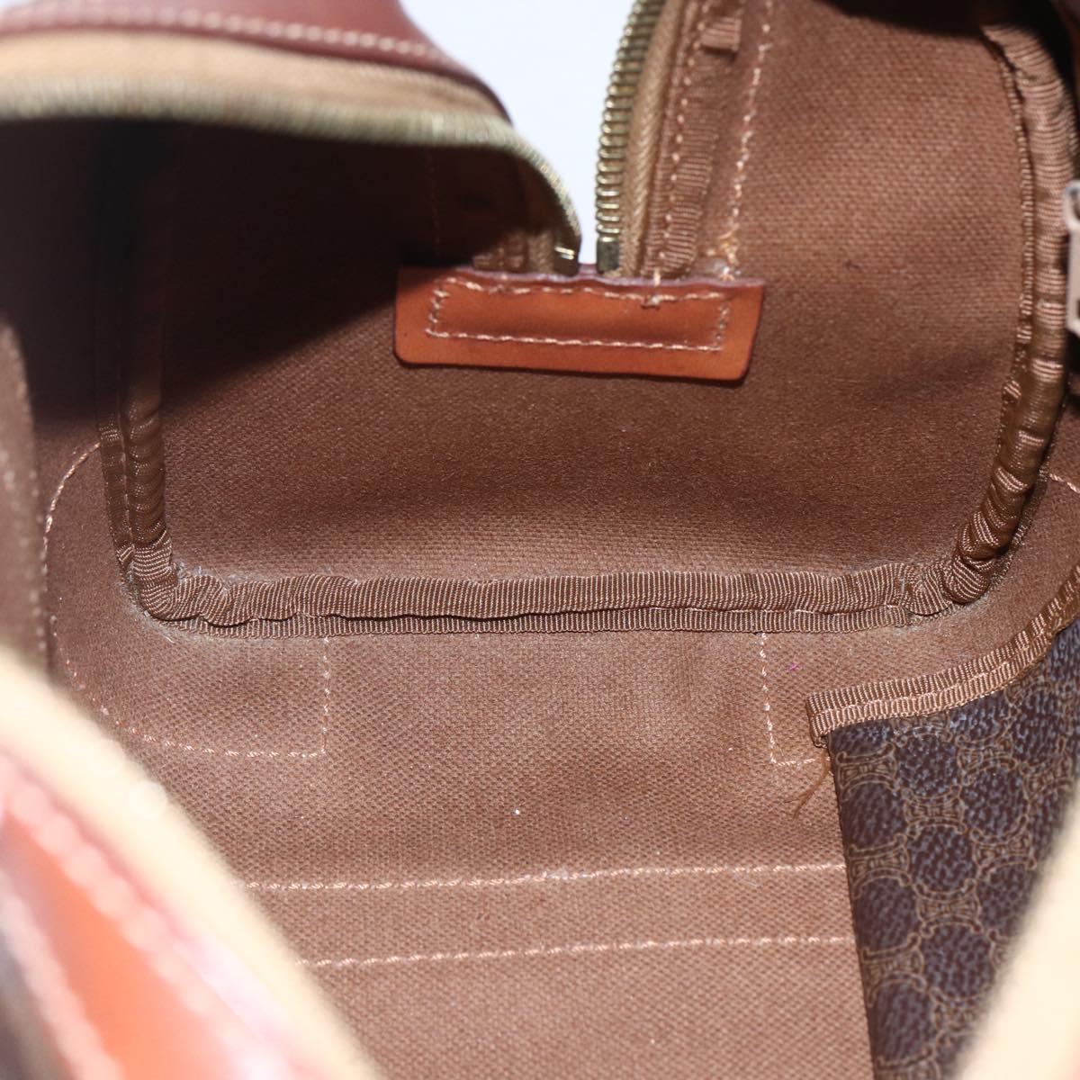 CELINE Macadam Canvas Boston Bag PVC Brown Gold Auth fm4952