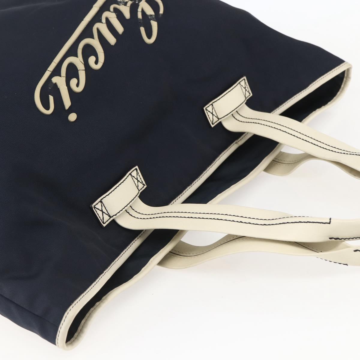 GUCCI Tote Bag Nylon Navy Silver 169943 Auth fm4956