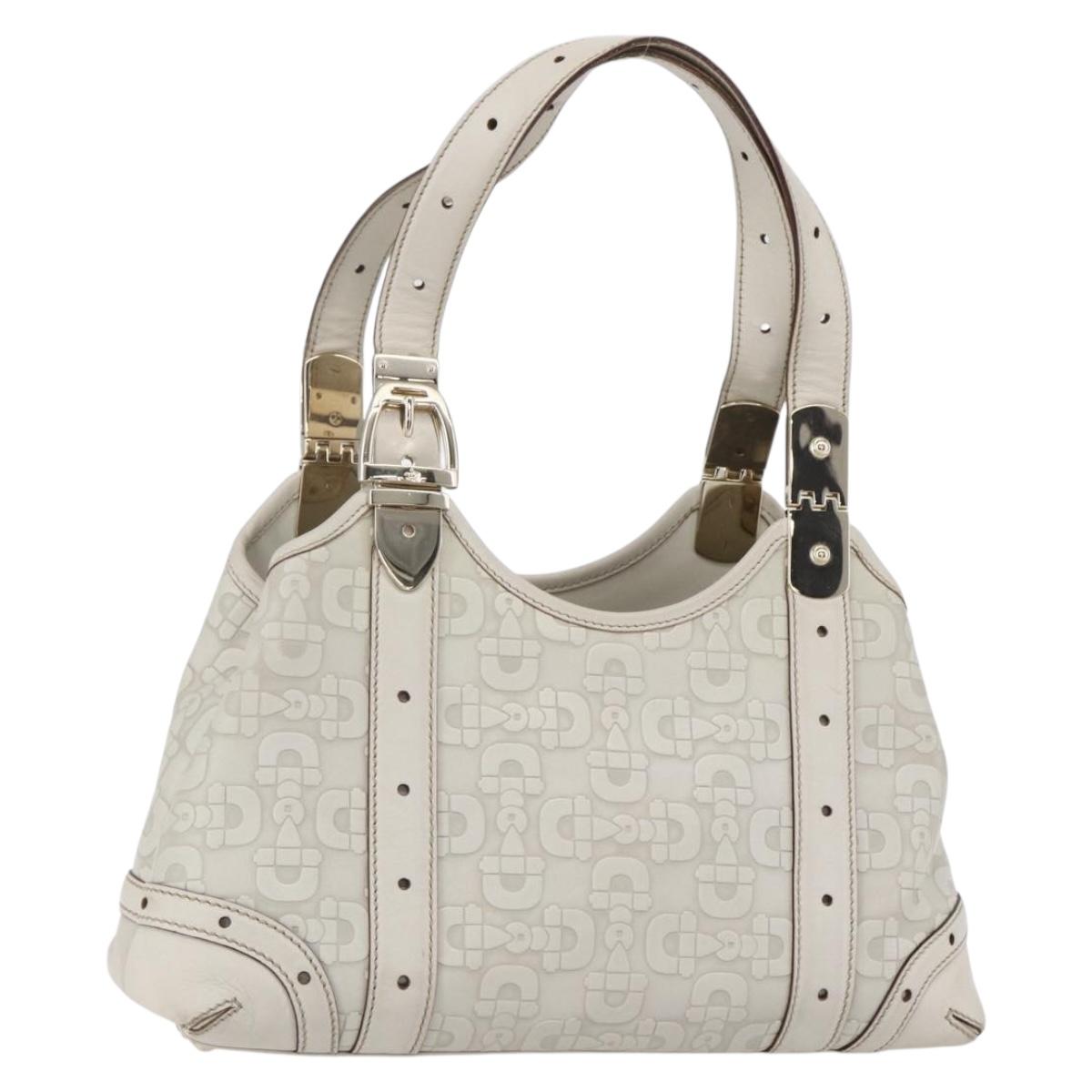GUCCI Hand Bag Leather Ivory Gold 145761 Auth fm4957