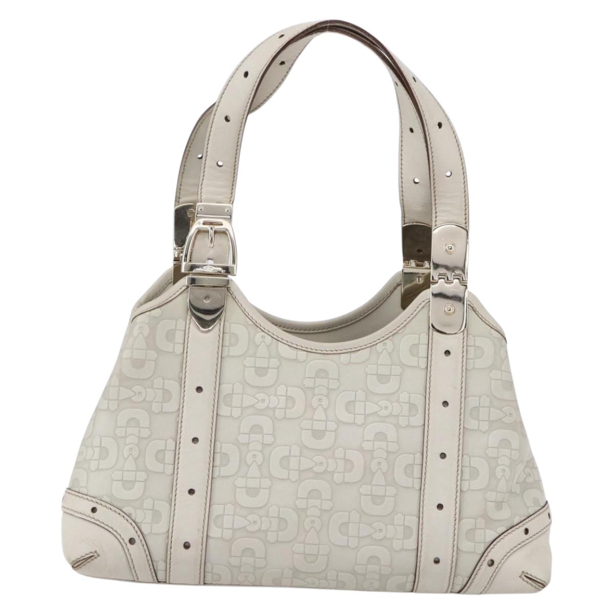 GUCCI Hand Bag Leather Ivory Gold 145761 Auth fm4957