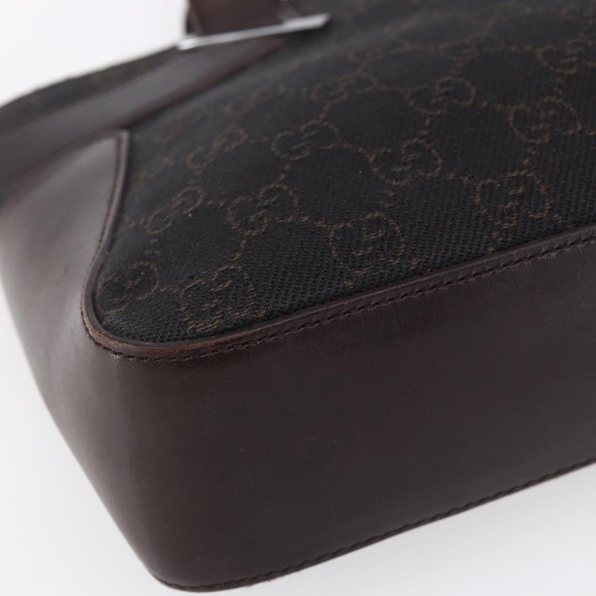 GUCCI GG Canvas Hand Bag Dark Brown Silver 73984 Auth fm4958