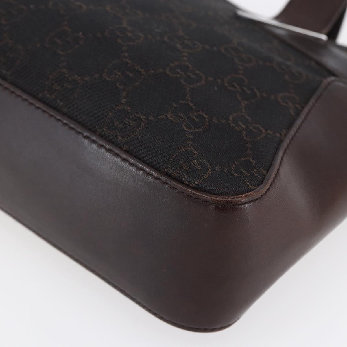 GUCCI GG Canvas Hand Bag Dark Brown Silver 73984 Auth fm4958