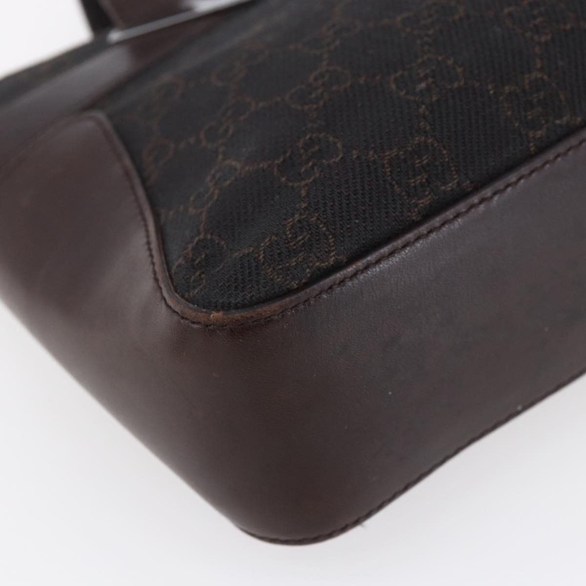 GUCCI GG Canvas Hand Bag Dark Brown Silver 73984 Auth fm4958
