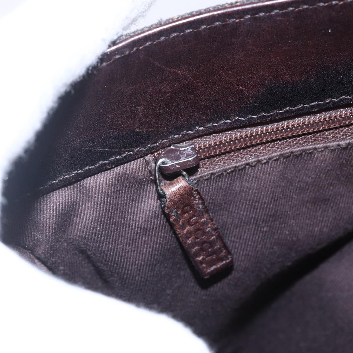 GUCCI GG Canvas Hand Bag Dark Brown Silver 73984 Auth fm4958
