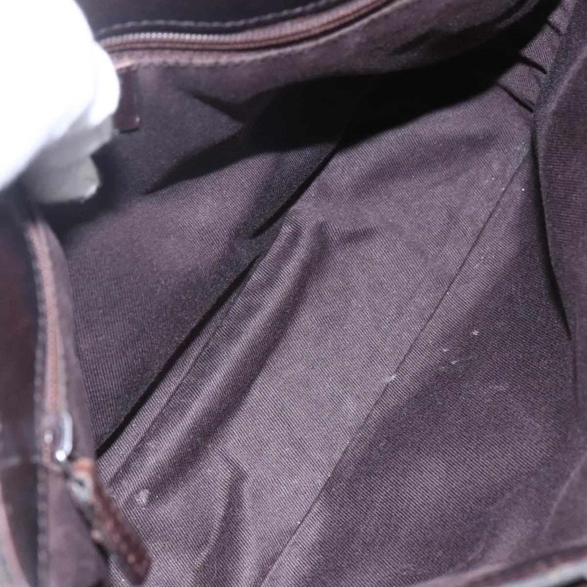 GUCCI GG Canvas Hand Bag Dark Brown Silver 73984 Auth fm4958