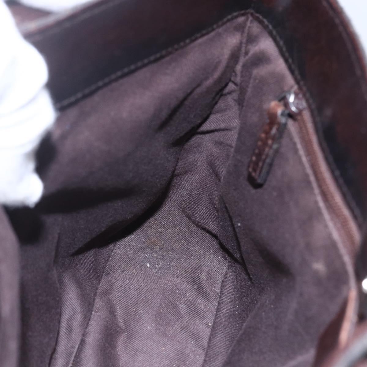 GUCCI GG Canvas Hand Bag Dark Brown Silver 73984 Auth fm4958