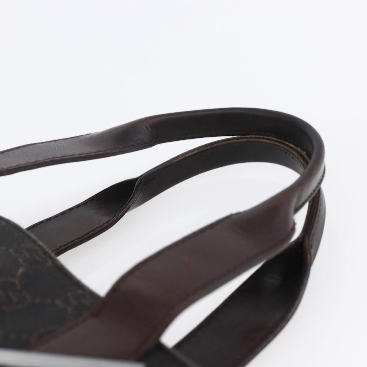 GUCCI GG Canvas Hand Bag Dark Brown Silver 73984 Auth fm4958