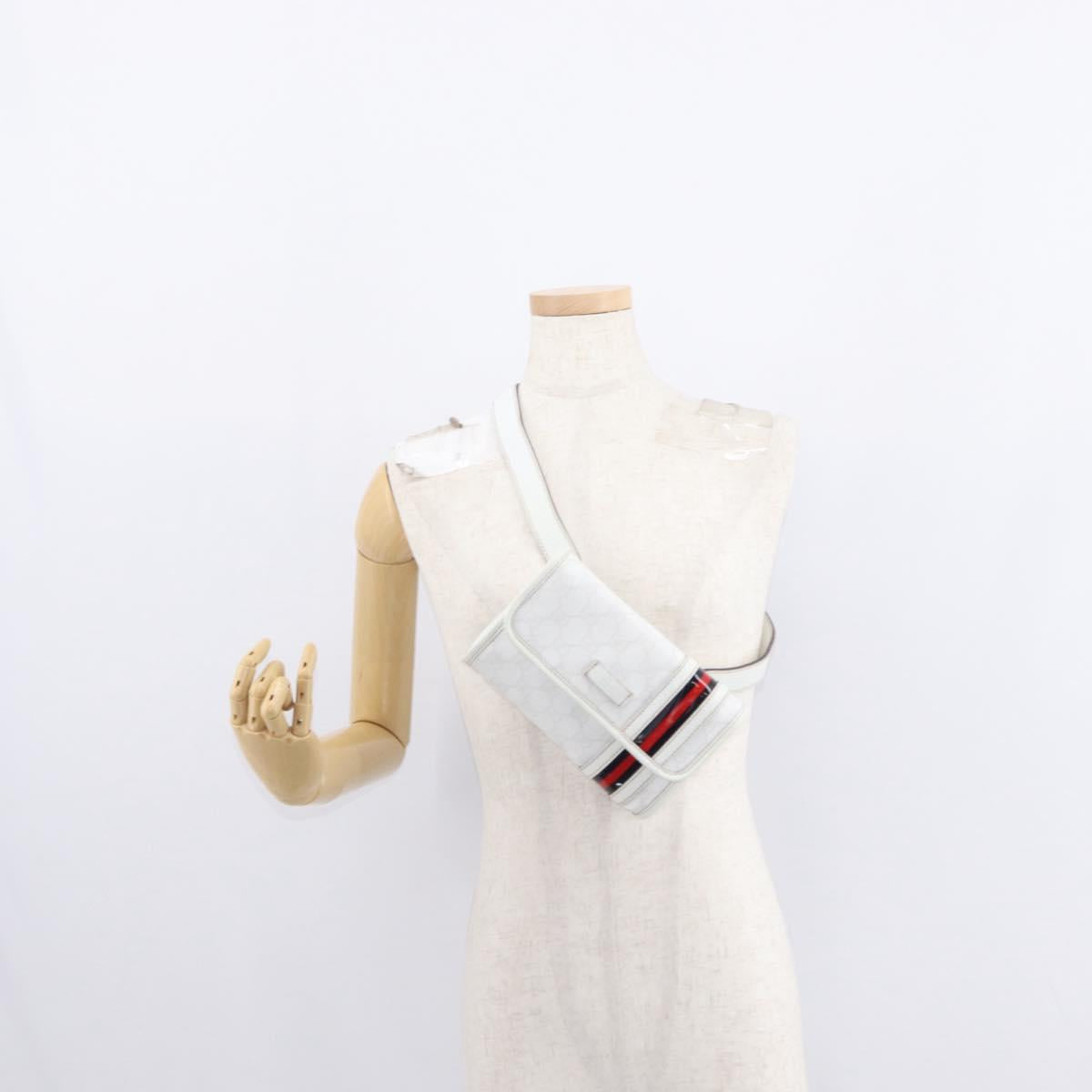 GUCCI GG Supreme Sherry Line Waist bag PVC White Gold 152597 Auth fm4959