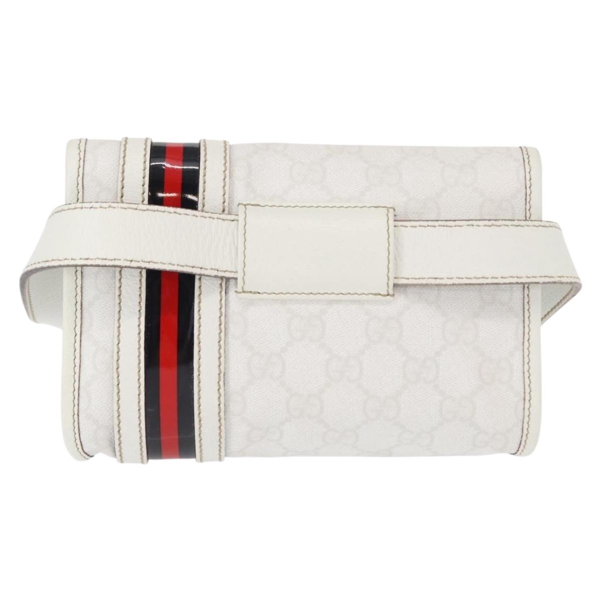 GUCCI GG Supreme Sherry Line Waist bag PVC White Gold 152597 Auth fm4959
