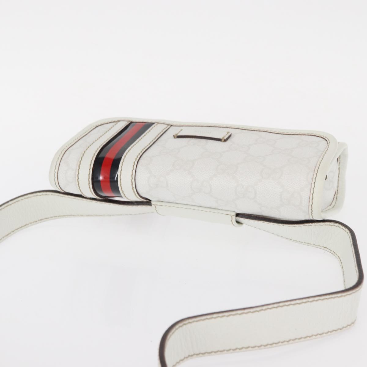 GUCCI GG Supreme Sherry Line Waist bag PVC White Gold 152597 Auth fm4959