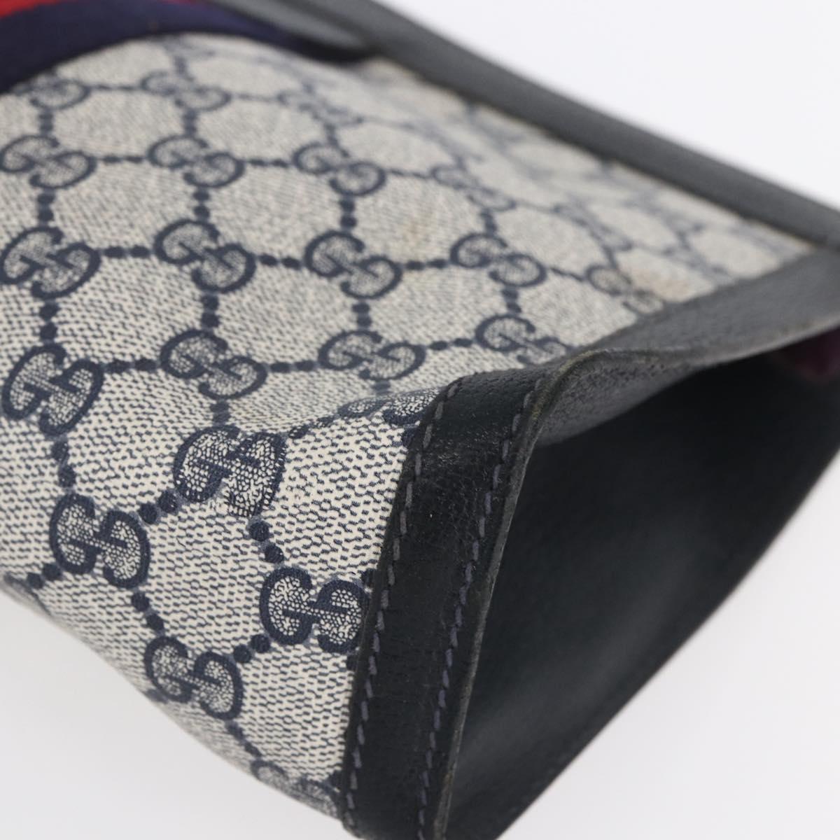 GUCCI GG Supreme Sherry Line Clutch Bag PVC Red Navy 84 014 2125 28 Auth fm4960